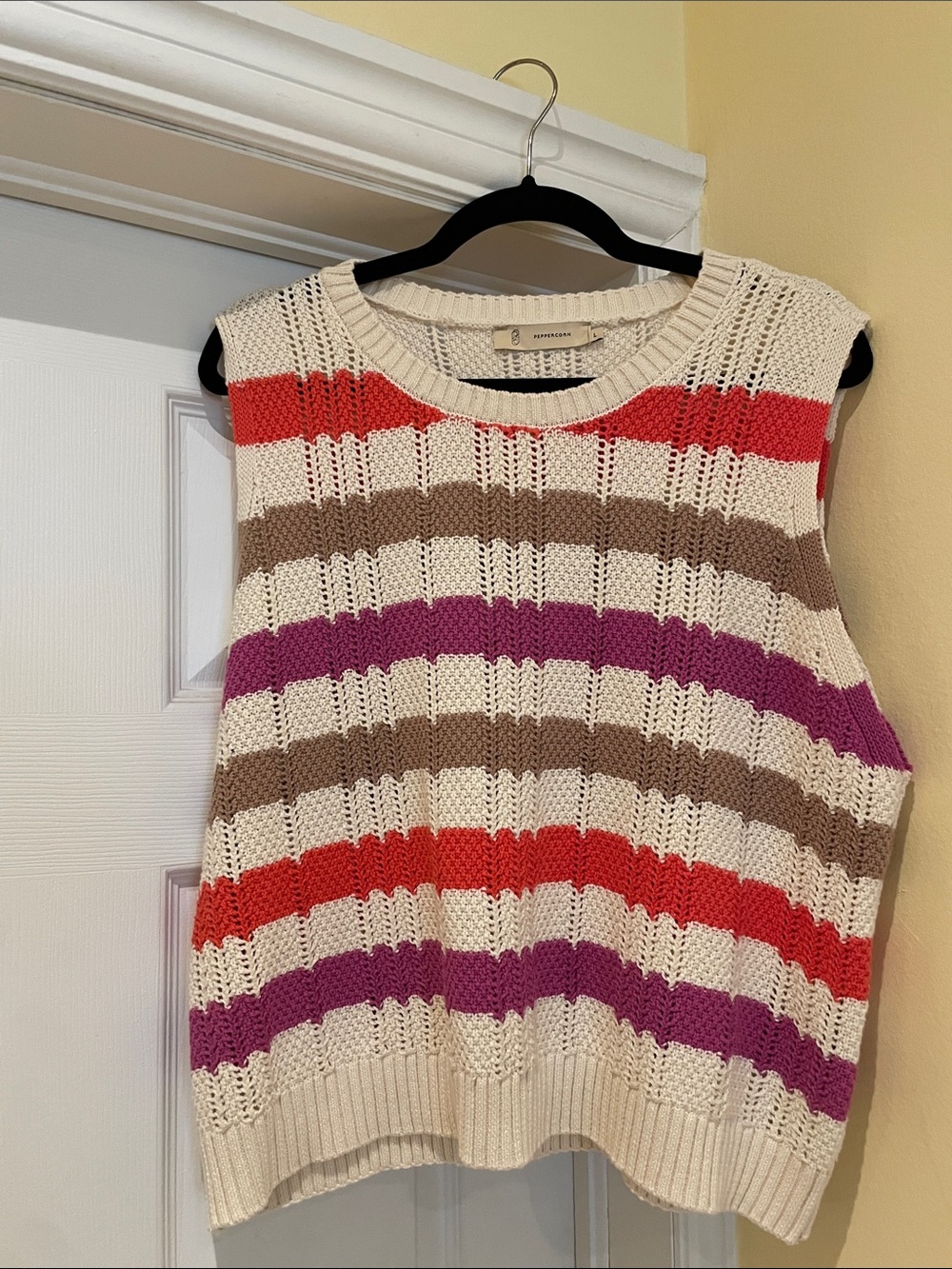 Peppercorn Organic Cotton Knit Vest L Coastal Scandinavian Quiet Luxury